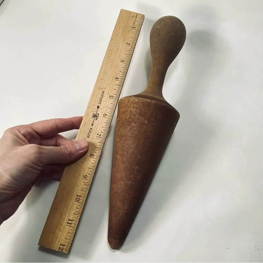 Vintage Primitive Rustic Wooden Cone-shaped Pestle or Masher